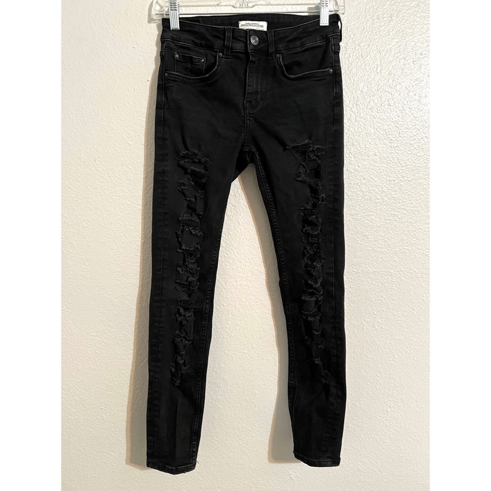 Zara Distressed Washing Jean in Black
